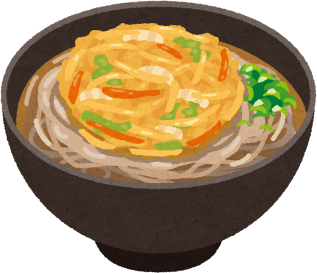 Illustration of Kakiage Soba in a Bowl